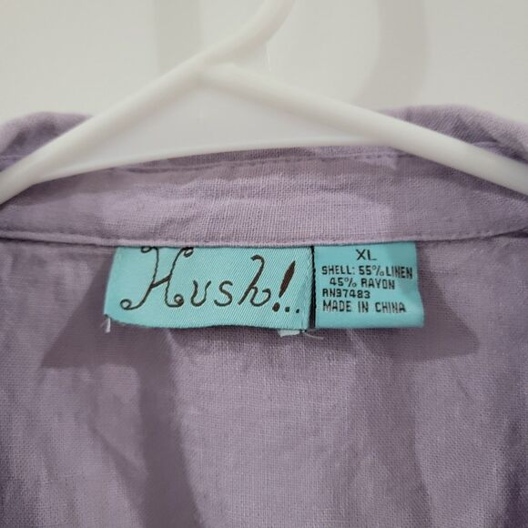 Vintage Womens Linen Button Up Shirt Size XL Purple Rhinestones Western - Picture 3 of 7